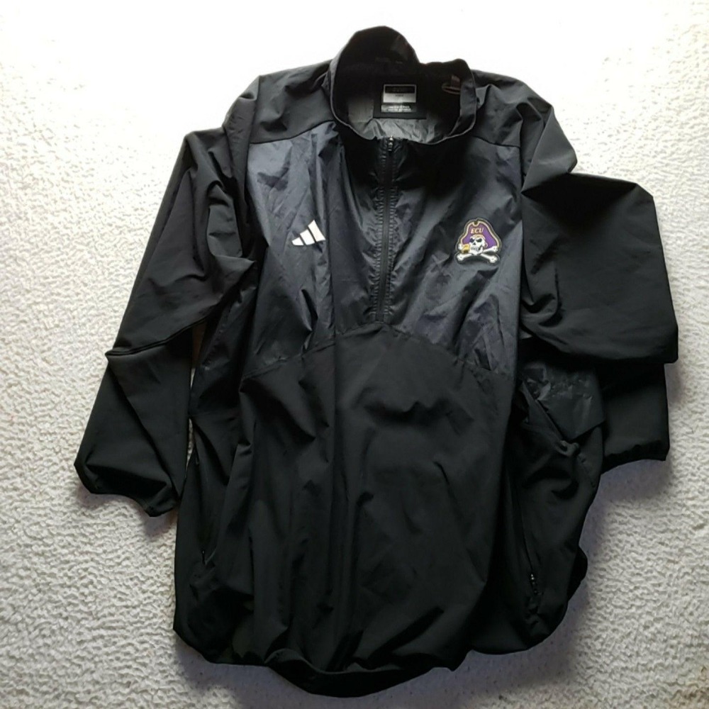 East Carolina Pirates Jacket Mens 3XL Black NCAA Football Adidas Quarter Zip